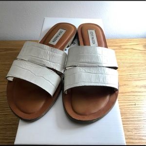 White slide sandals